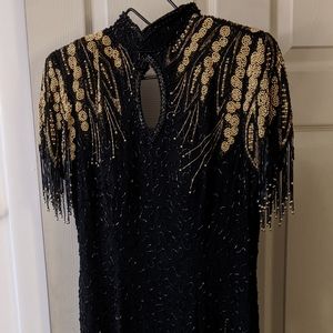 Vintage SKC Fully Beaded Silk Blend Cocktail Dress